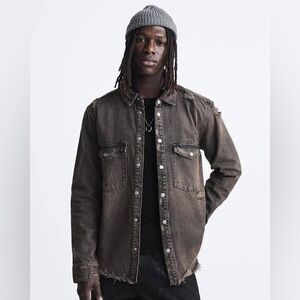 Zara Overdyed Denim Overshirt